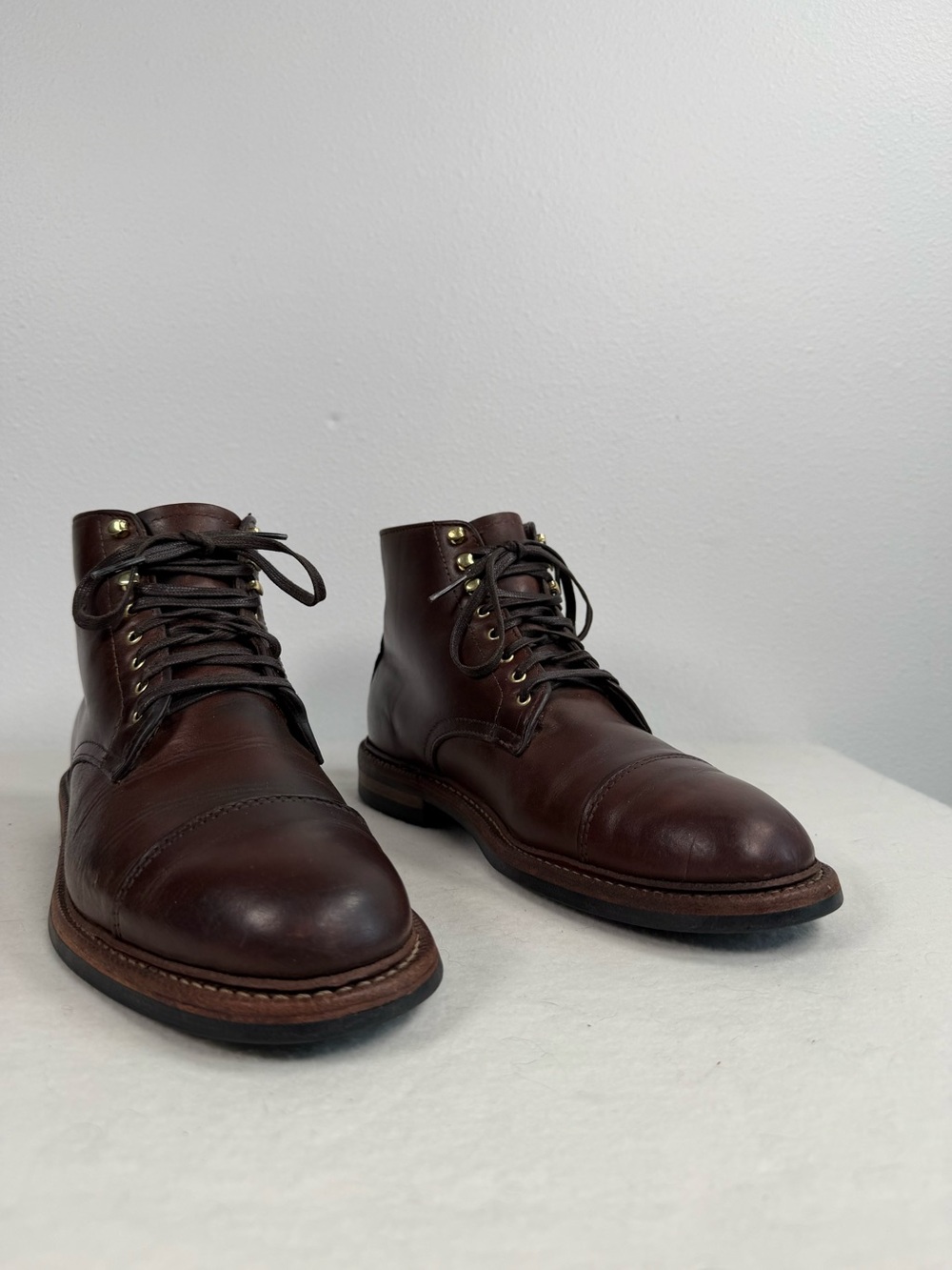Oak Street Bootmakers Brown Horween Chromexcel Cap Toe Trench Boots Size 7.5 D
